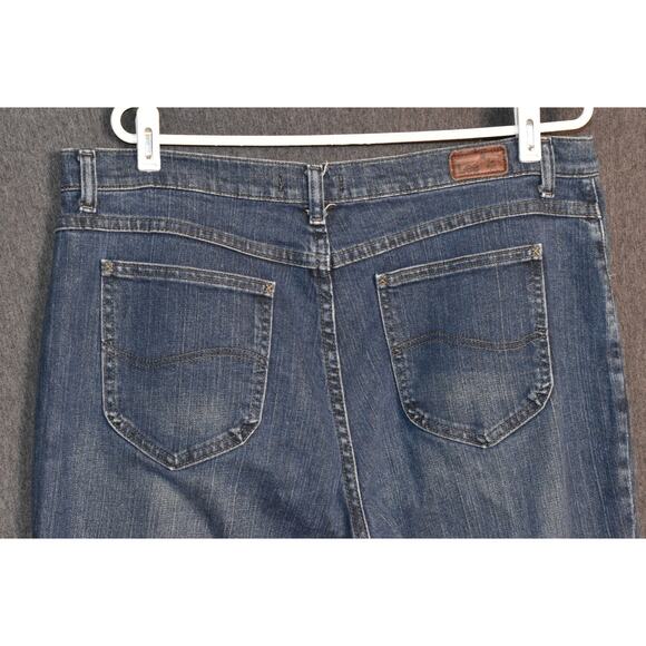 Lee Relaxed Boot Cut Women's 16 Long Western Denim Jeans Distressed At the Waist - Picture 4 of 10